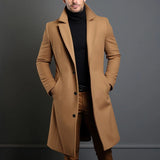 Winter Men's Trench Coats Luxury Male Mid-Long Warm