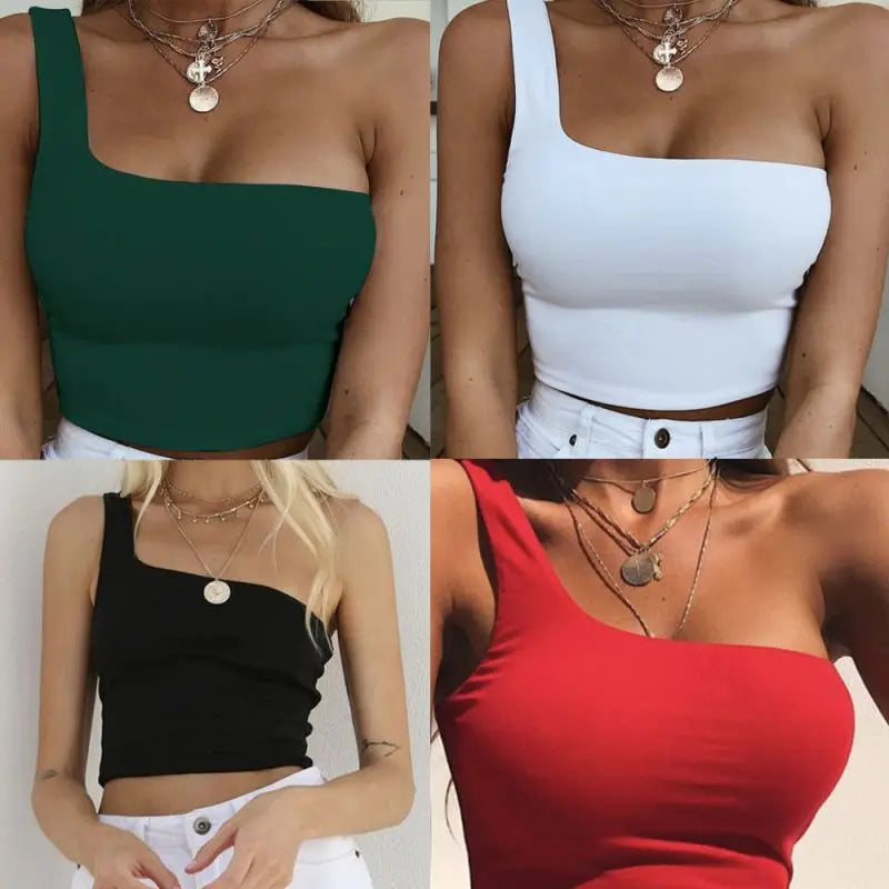 One Shoulder Crop Top Trendy Womens Fashion Top