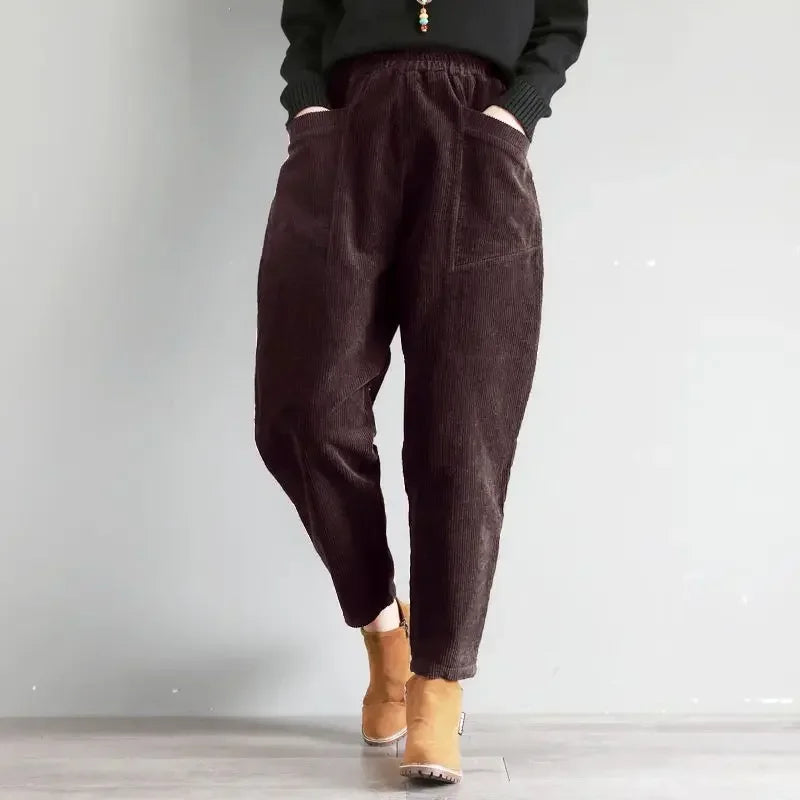 Women's Pants Corduroy Female Trousers Autumn Winter High 