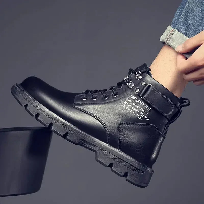 Ankle Men's Motorcycle Boots Platform Boots Man Outdoor 