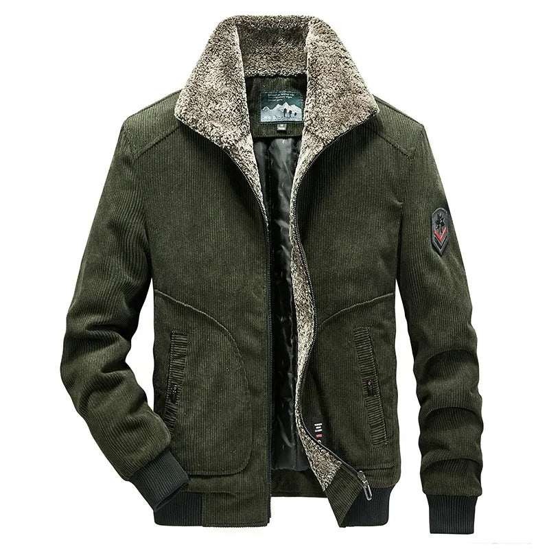 Thicker Outwear Fleece Winer Jackets Men Fur Collar 