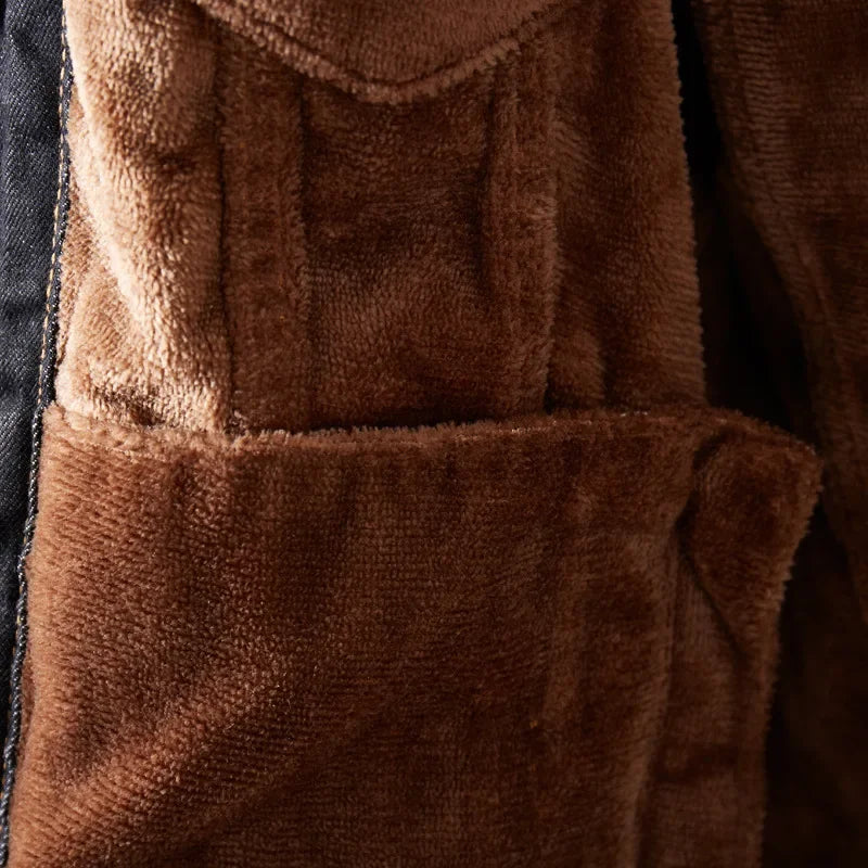 Winter Men Denim Jackets Thick Outerwear Coats 