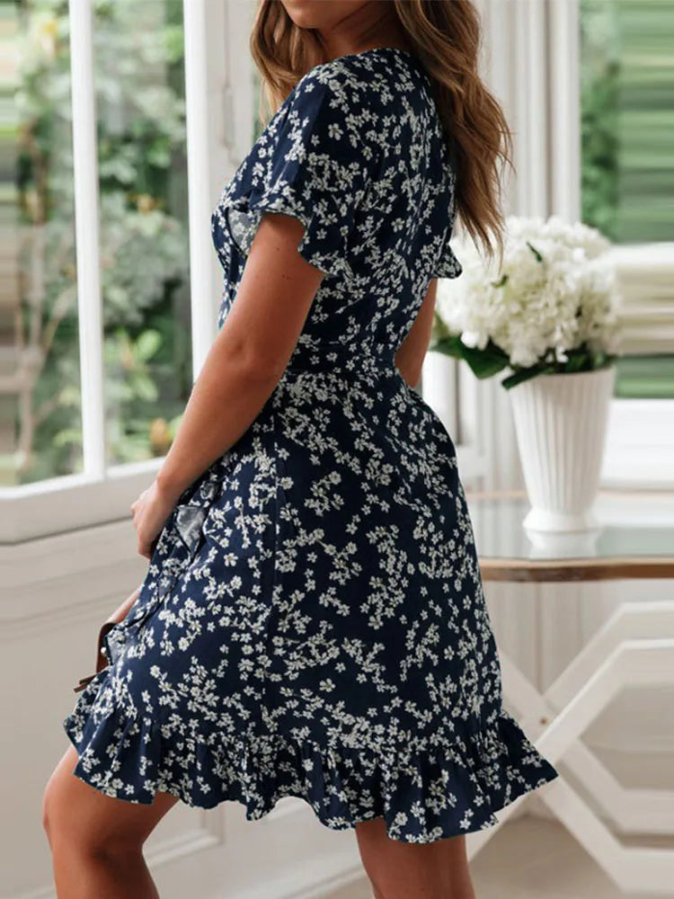 Floral Womens Dress Elegant Summer Casual Fashion