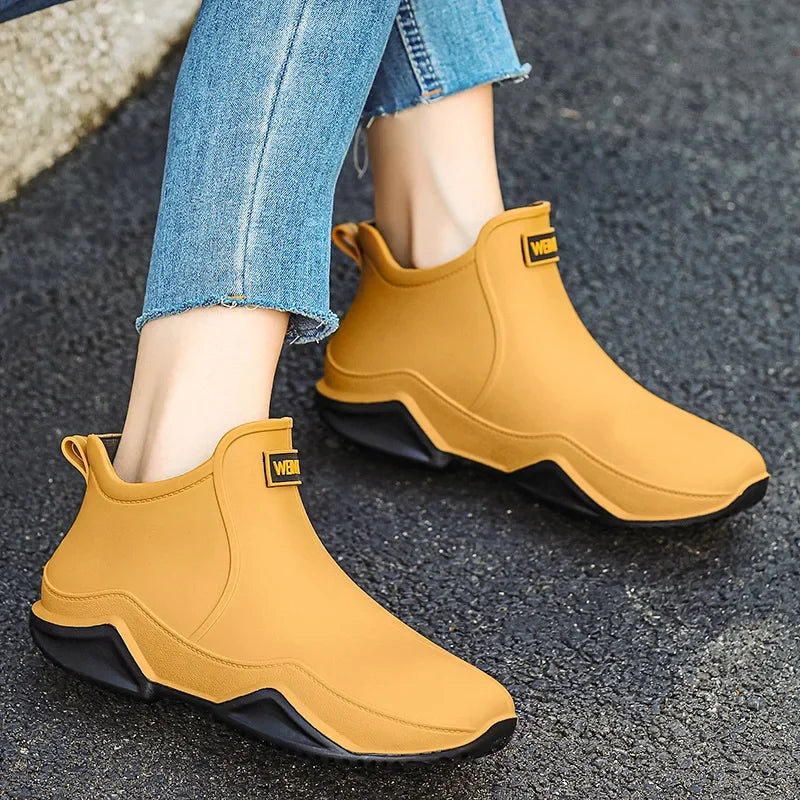 Men's Women Ankle Rain Boots Fashion Water Proof 