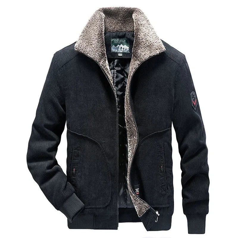 Thicker Outwear Fleece Winer Jackets Men Fur Collar 
