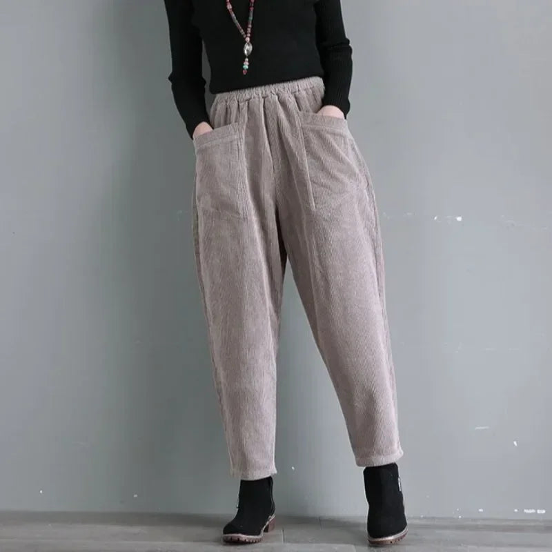 Women's Pants Corduroy Female Trousers Autumn Winter High 