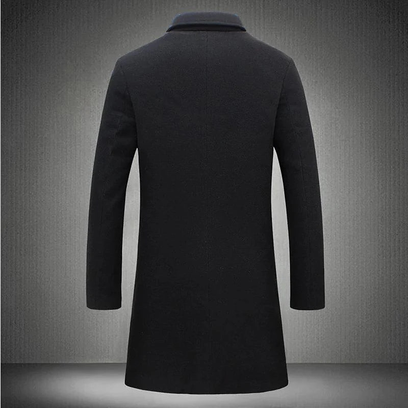 Winter Men's Trench Coats Luxury Male Mid-Long Warm