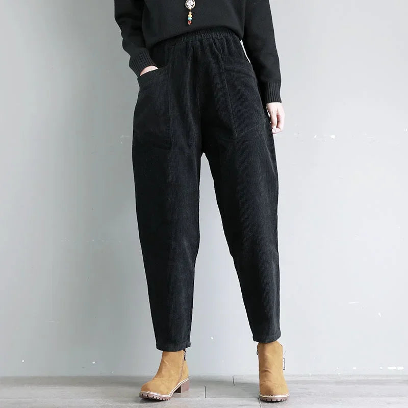 Women's Pants Corduroy Female Trousers Autumn Winter High 