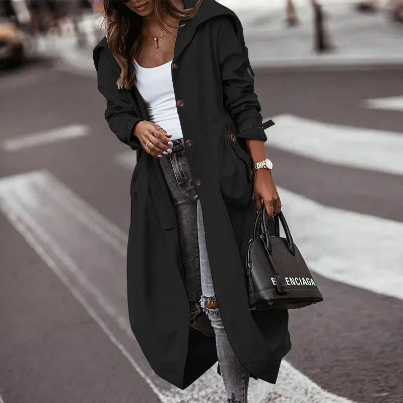 Single-Breasted Trench Coat Women Streetwear Overcoats
