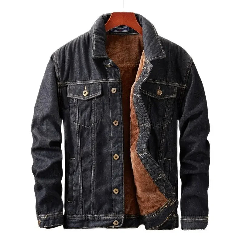Winter Men Denim Jackets Thick Outerwear Coats 