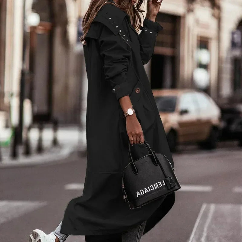 Single-Breasted Trench Coat Women Streetwear Overcoats