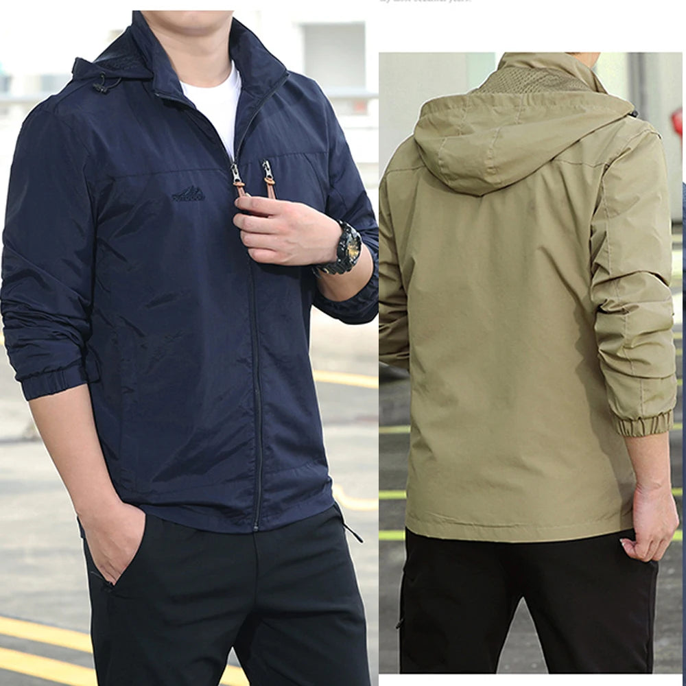Windbreaker Men Tactical Jacket Waterproof Outdoor Hooded 