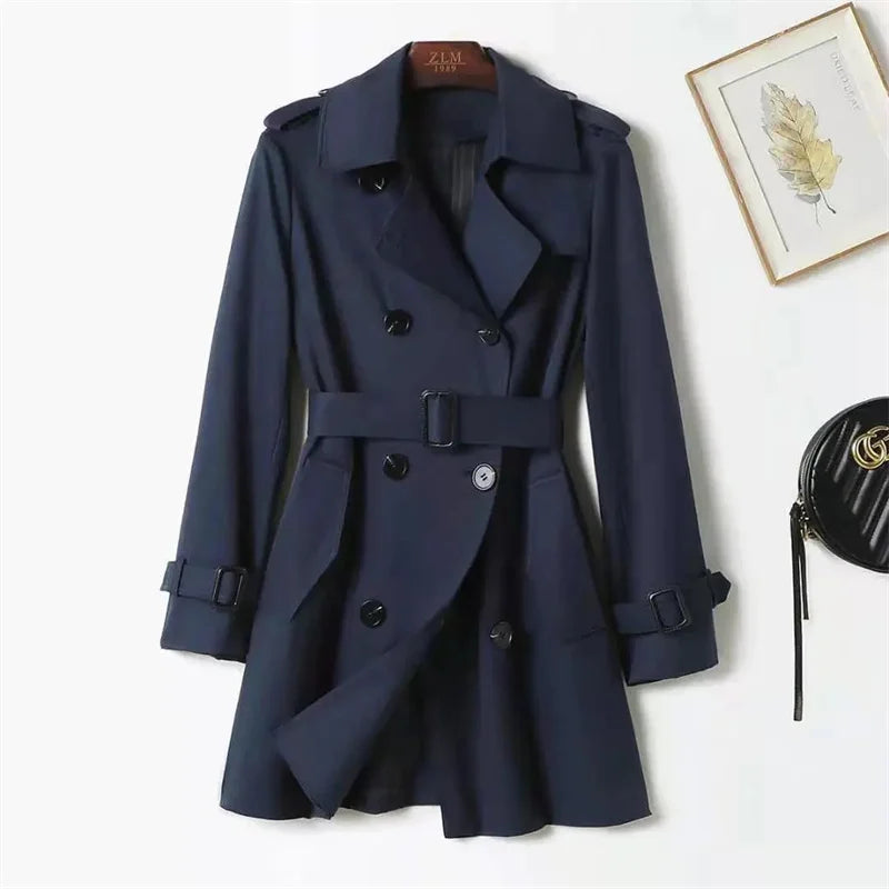 Trench Coat for Women Double Breasted British Trench Coats 