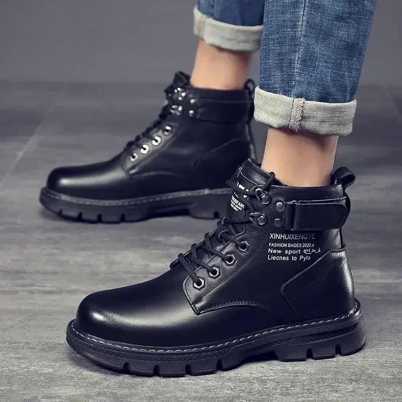 Ankle Men's Motorcycle Boots Platform Boots Man Outdoor 