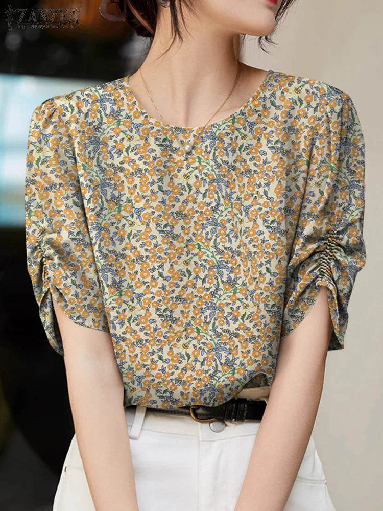 Summer Floral Shirt STRAIGHT Collar: