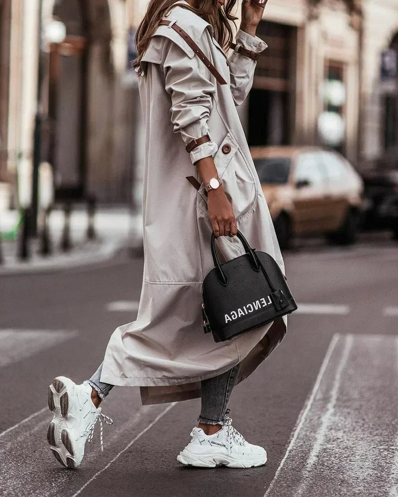 Single-Breasted Trench Coat Women Streetwear Overcoats