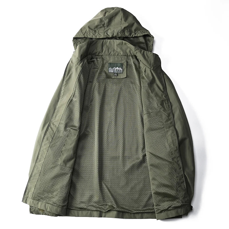 Windbreaker Men Tactical Jacket Waterproof Outdoor Hooded 