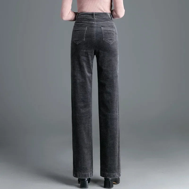 Corduroy Pants Women High Waist Straight Pants 