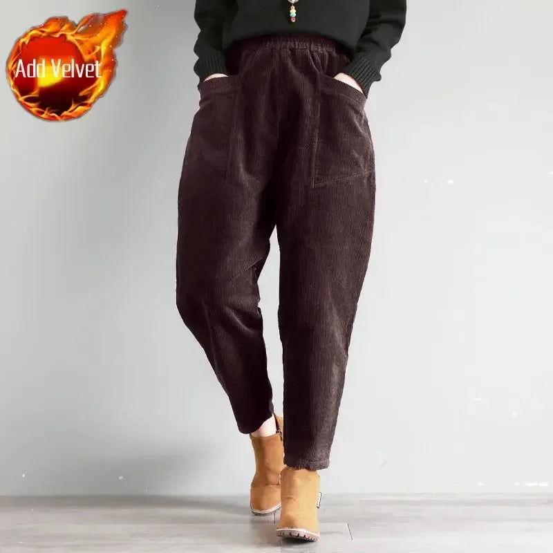 Women's Pants Corduroy Female Trousers Autumn Winter High 