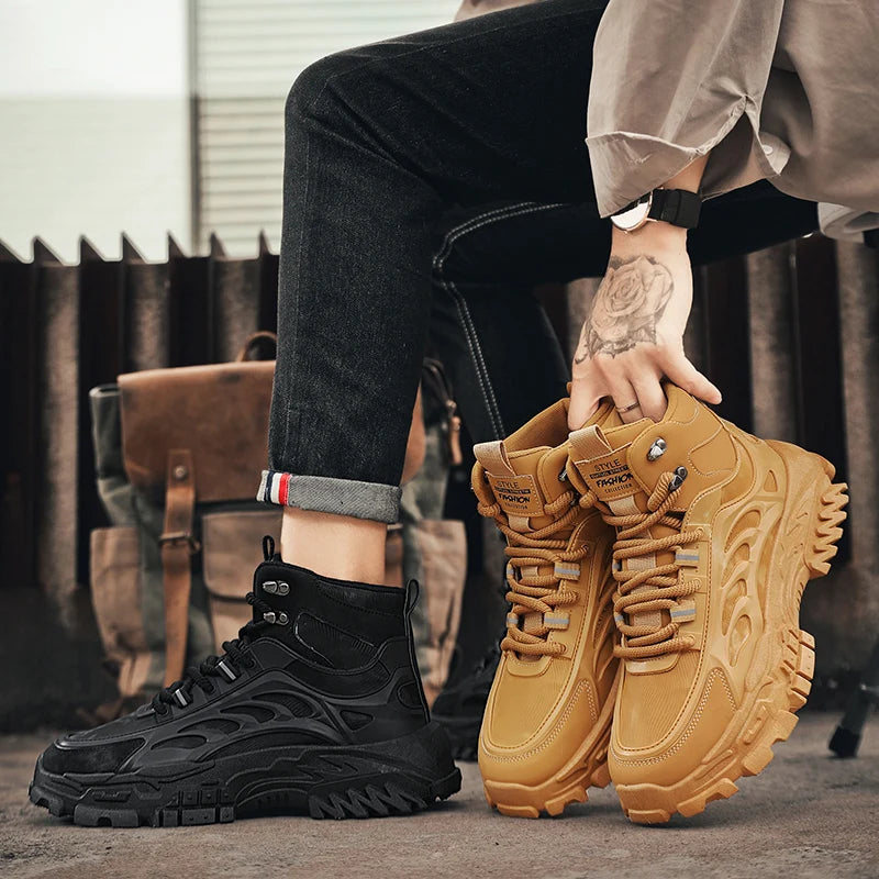 Men's Boots Outdoor Waterproof Men Ankle Boots Men Platform 