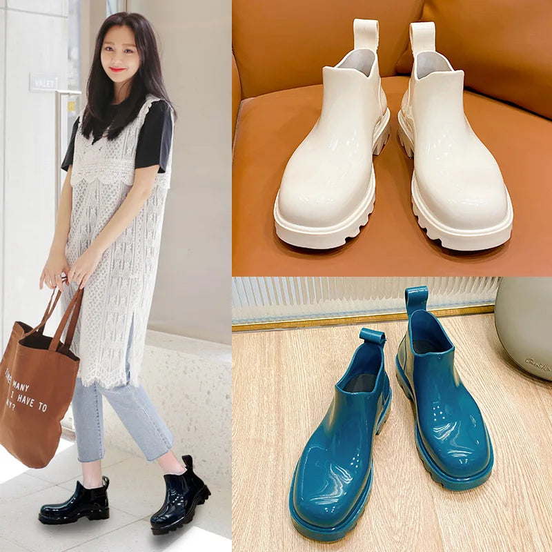 Fashion Women Waterproof Rain Boots Female Ankle Boots