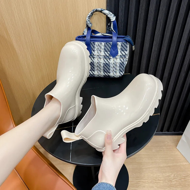 Fashion Women Waterproof Rain Boots Female Ankle Boots