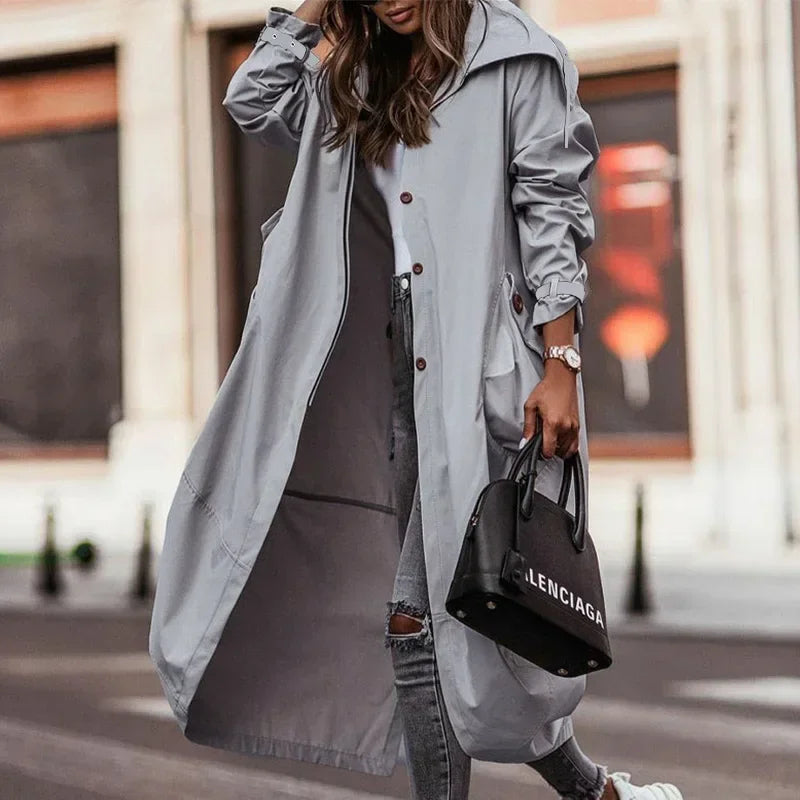 Single-Breasted Trench Coat Women Streetwear Overcoats