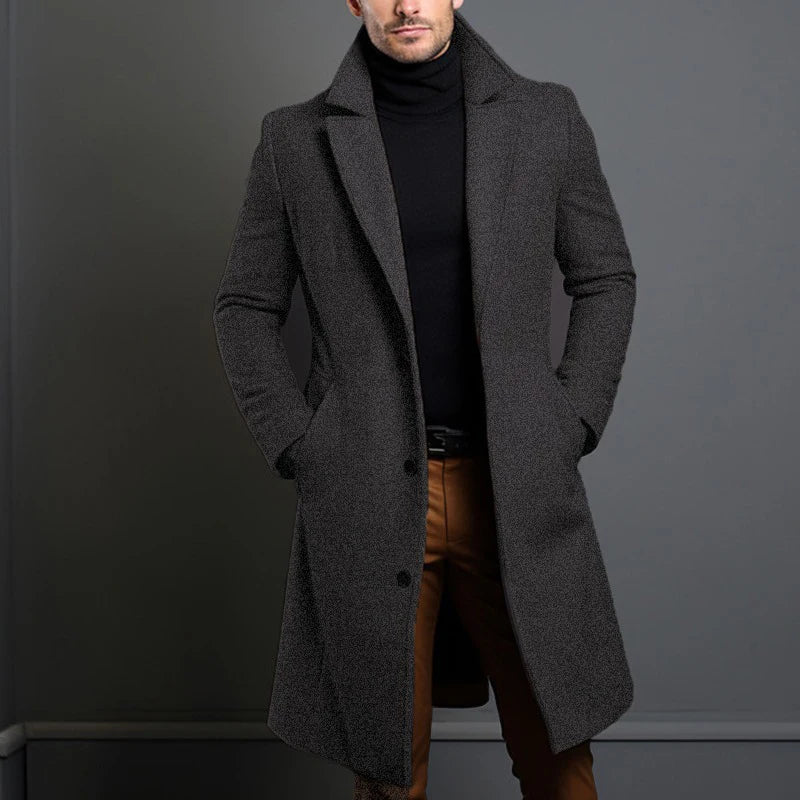 Winter Men's Trench Coats Luxury Male Mid-Long Warm