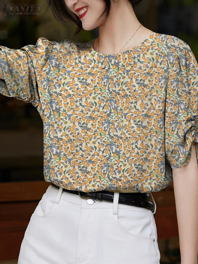 Summer Floral Shirt STRAIGHT Collar: