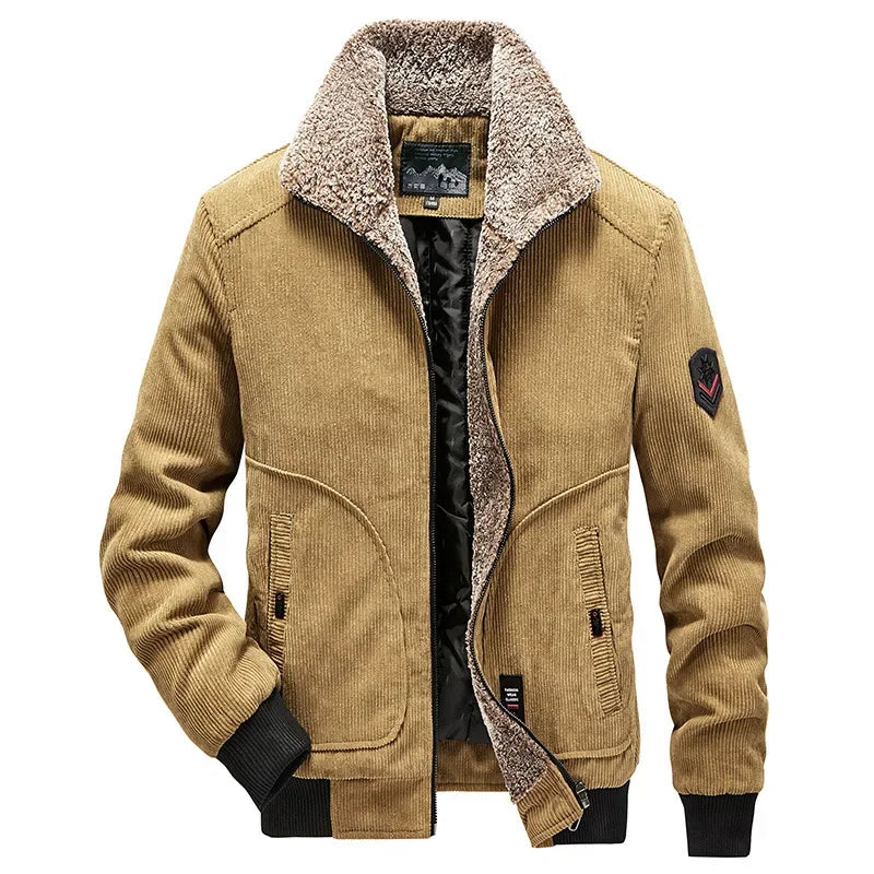 Thicker Outwear Fleece Winer Jackets Men Fur Collar 