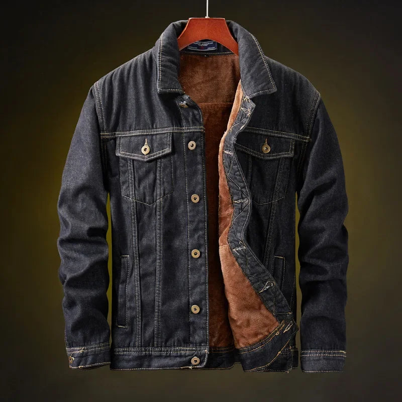 Winter Men Denim Jackets Thick Outerwear Coats 