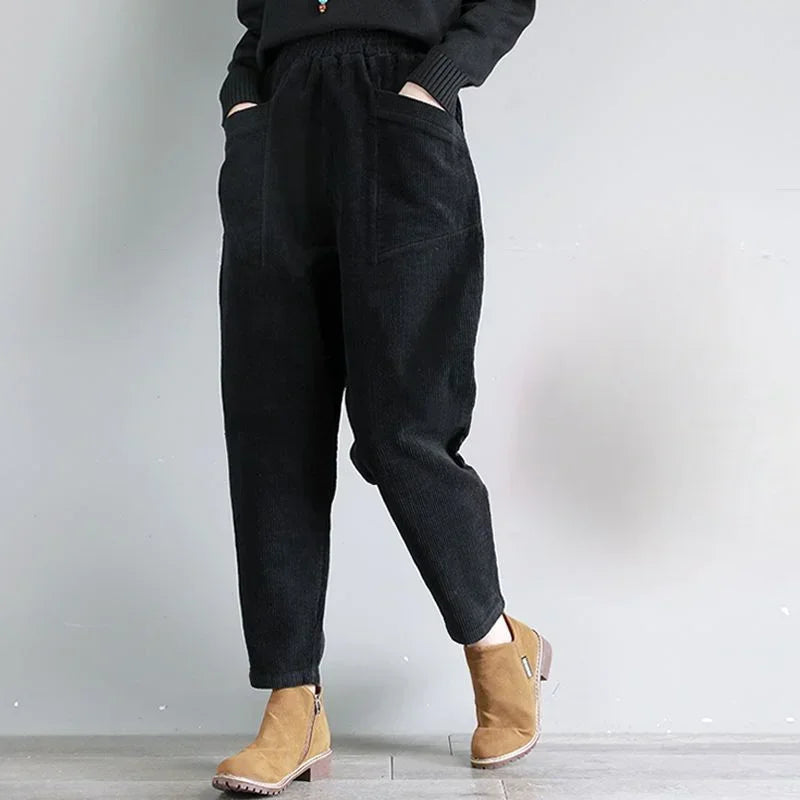 Women's Pants Corduroy Female Trousers Autumn Winter High 